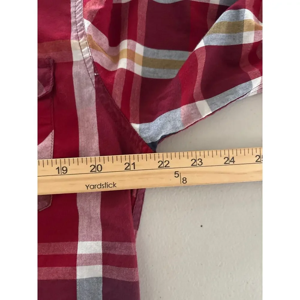 Levi's Long Sleeves Shirt Men's Size Large‎ Red Blue Plaid Pockets Western Cut
